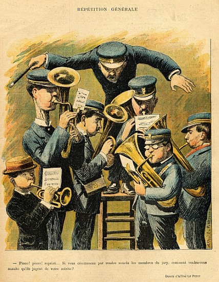 Image: Alfred Le Petit - Band rehearsal, from the back cover of ''Le Rire'', 16th April 1898