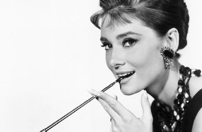 Audrey Hepburn photos as wall decorations and artworks.