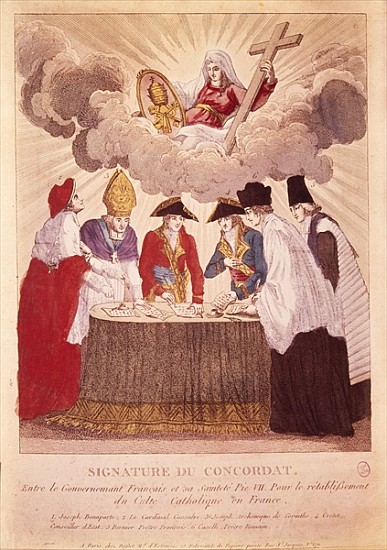 Signing the Concordat between Napoleon and Pope Pius VII, 15th July 1801 from Basset