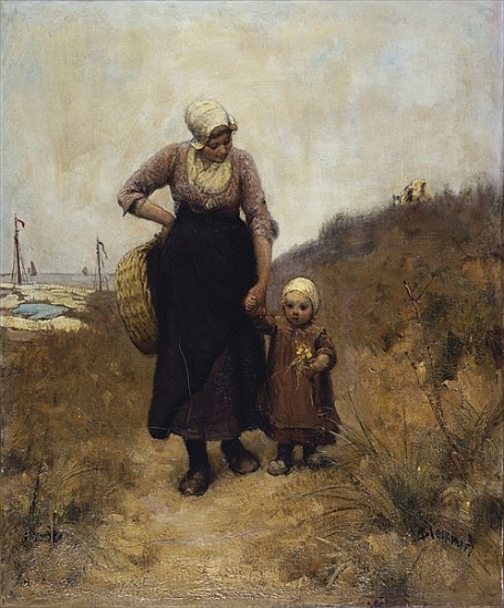Mother and Child on a Path the SeaBlommers or Bloomers from Bernardus Johannes