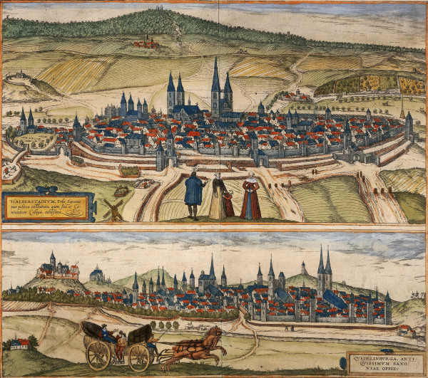 Halberstadt and Quedlinburg from Braun u. Hogenberg