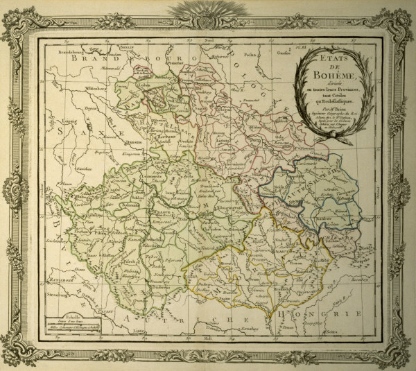 Map of Bohemia , Brion engraving from Brion