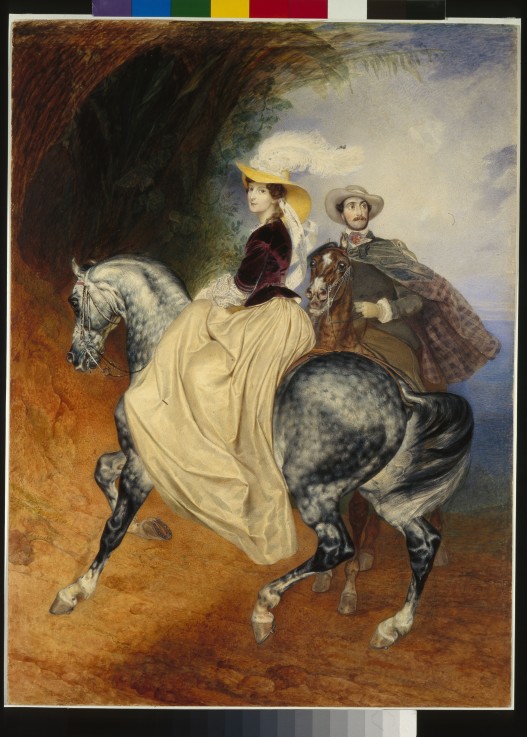 The Horsemen. Portrait of Eugeny and Emily Mussard from Brüllow