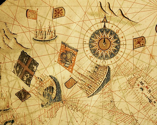 The maritime cities of Genoa and Venice, from a nautical atlas of the Mediterranean and Middle East  from Calopodio da Candia