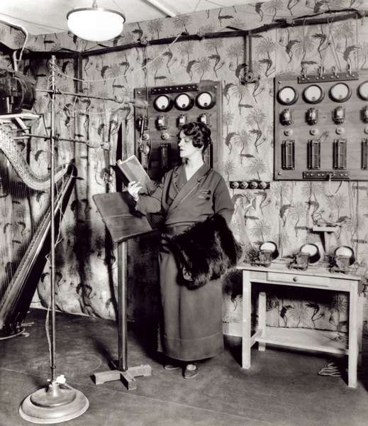 Beatrix Dussane in a radio recording studio, c.1936 (b/w photo)  from French Photographer