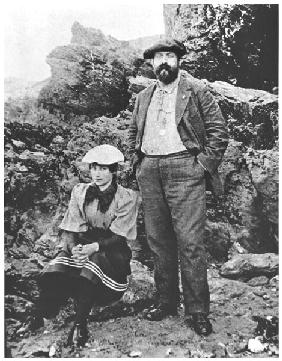 Colette (1873-1954) and Willy (1859-1931) at Belle-Ile, summer 1894 (b/w photo) 