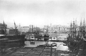 View of the port of Marseilles, late 19th century (b/w photo) 