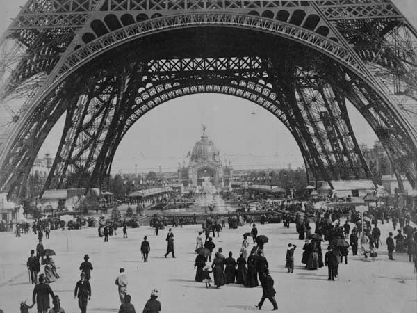 Under the Eiffel Tower, from ''L''Album de l''Exposition 1889'' by Glucq, Paris 1889 (photogravure)  from French Photographer