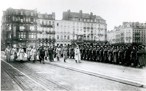 Kaiser Wilhelm II (1859-1941) and Ludwig III de Wittelsbach (1845-1921) passing in review a regiment from German Photographer