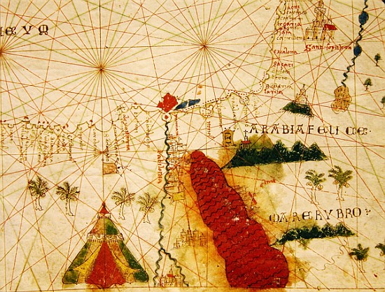 The Red Sea, from a nautical atlas, 1520(detail from 330913) from Giovanni Xenodocus da Corfu