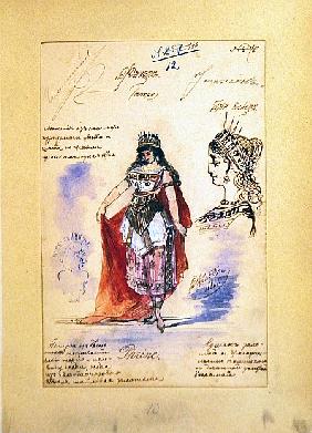 Costume designs for the role of Phrine in the opera ''Faust'', Charles Gounod (1818-93) 1882