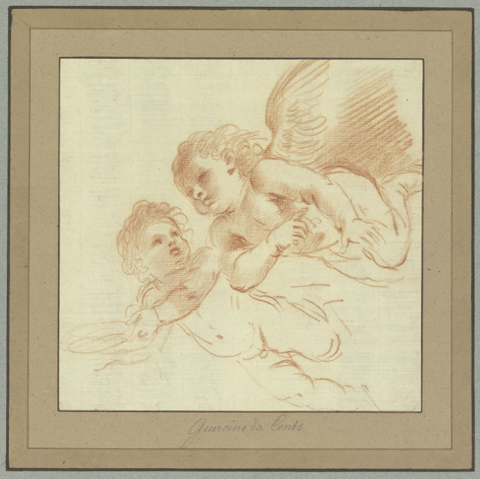 Zwei nach links fliegende Amoretten from Guercino (Giovanni Francesco Barbieri)