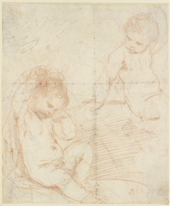 Two naked little children from Guercino (Giovanni Francesco Barbieri)