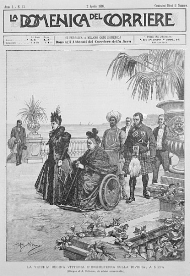 Queen Victoria on the Italian Riviera, frontcover of ''La Domenica del Corriere'', 2nd April 1899 from Italian School