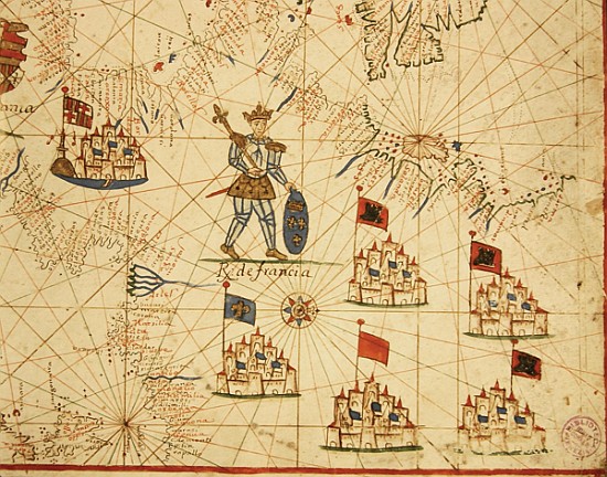 The Kingdom of France, from a nautical atlas, 1646 (ink on vellum) from Italian School