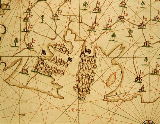 The Port of La Valletta, from a nautical atlas, 1646(detail from 330944) from Italian School