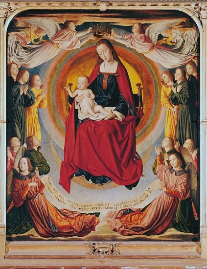 Coronation of the Virgin, centre panel from the Bourbon Altarpiece, c.1498 from Master of Moulins (Jean Hey)