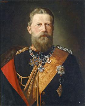 Kaiser Friedrich III., König von Preußen; Porträt in Feldmarschallsuniform mit Ordensschmuck