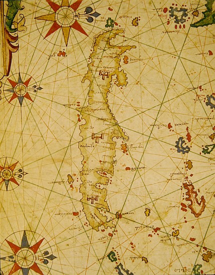 The Island of Crete, from a nautical atlas, 1651(detail from 330925) from Pietro Giovanni Prunes