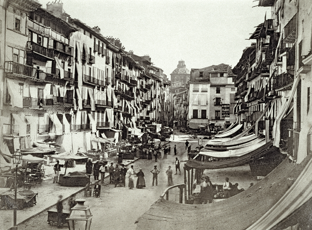 Barcelona street scene, c.1880s (albumen print)  from Spanish Photographer