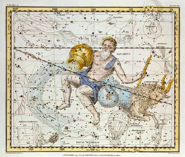 Aquarius and Capricorn, from 'A Celestial Atlas', pub. in 1822 (coloured engraving) from A. Jamieson