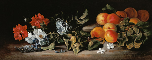 Apricots and flower branches from Abraham Brueghel