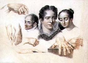 Studies of female and male heads and hands