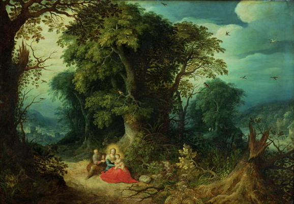 The Rest on the Flight into Egypt (oil on panel) from Abraham Govaerts