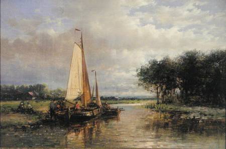 Dutch Barges on a River from Abraham Hulk