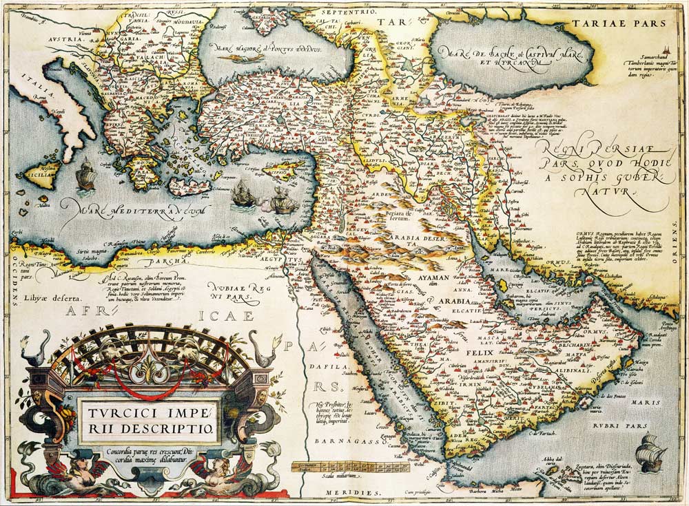 Map of the Middle East, from Theatrvm Orbis Terrarvm from Abraham Ortelius