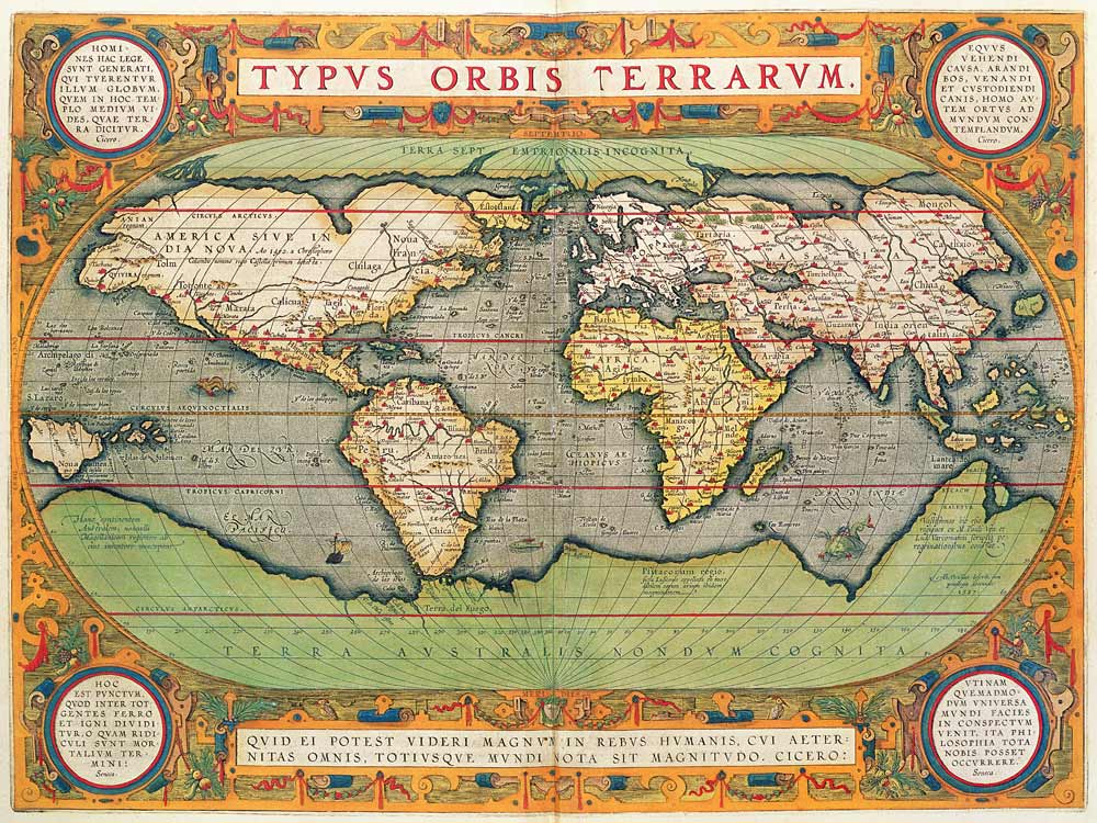 Typus Orbis Terrarum, map of the world, from Ortelius''s ''Theatrum Orbis Terrarum'', Antwerp from Abraham Ortelius