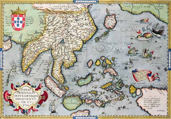 Map of India to New Guinea, c.1570-1603 (coloured engraving) from Abraham Ortelius