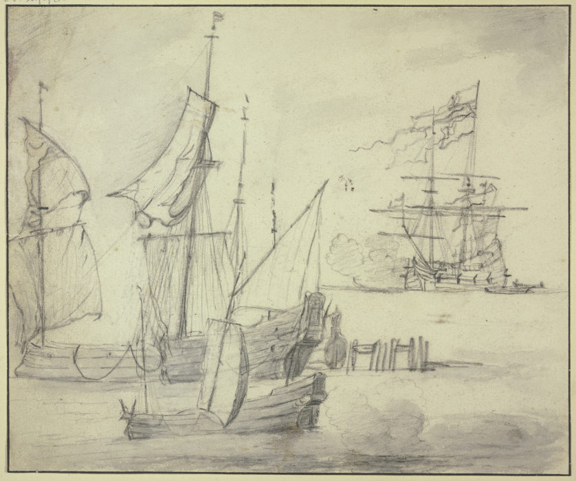 Study sheet: Ships from Abraham Storck d. Ä.