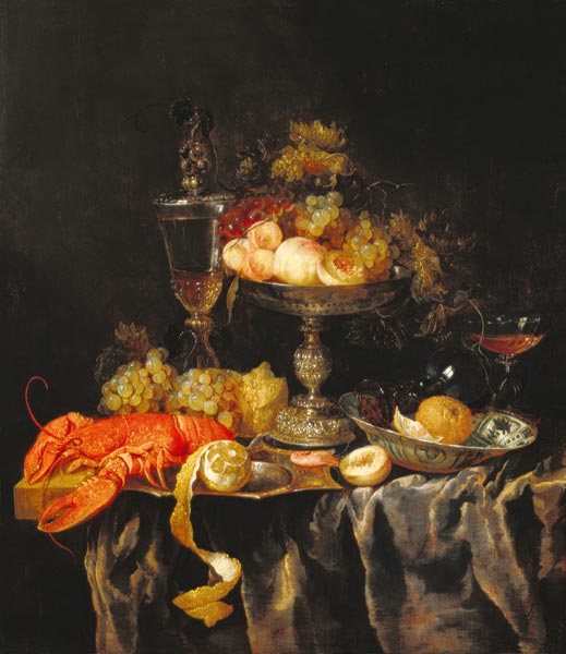 Quiet life with fruits and lobster from Abraham van Beyeren