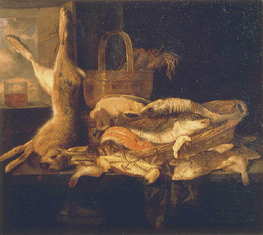 Stillleben mit Fischen und totem Hasen from Abraham van Beyeren