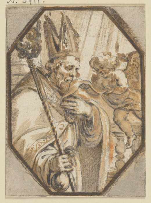 Ein Engel bringt einem Bischof die Windeln Christi from Abraham van Diepenbeeck