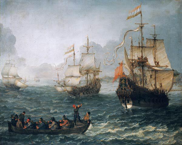 Sea landscape with sailing ships
