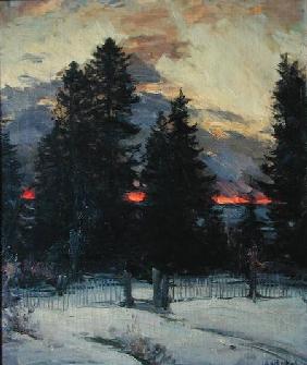 Sunset over a Winter Landscape