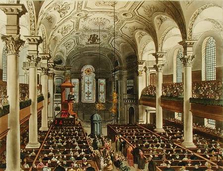 St Martins in the Fields, from 'Ackermann's Microcosm of London', engraved by Joseph Constantine Sta from A.C. Rowlandson