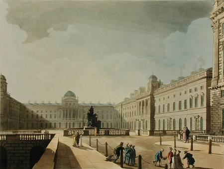 Somerset House, Strand, from 'Ackermann's Microcosm of London', engraved by John Bluck (fl.1791-1819 from A.C. Rowlandson