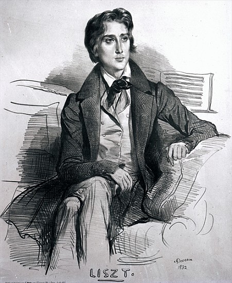 Portrait of Franz Liszt (1811-86) August 1832 from Achille Deveria