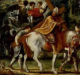 House altar of the cross legend: The move is refused to Heraklius with the cross to horse. from Adam Elsheimer