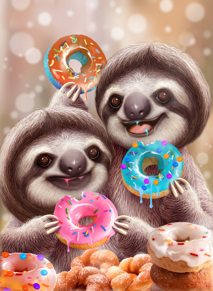 SLOTHS EATING DONUTS from Adam Lawless