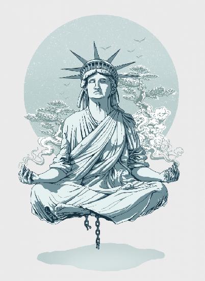 statue liberty meditating