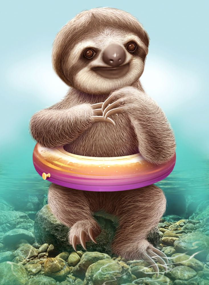YOUNG SLOTH WITH BUOY from Adam Lawless