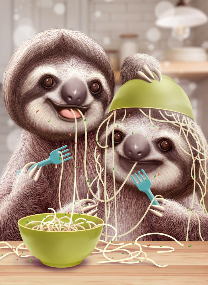 YOUNG SLOTH EATING SPAGETTI from Adam Lawless