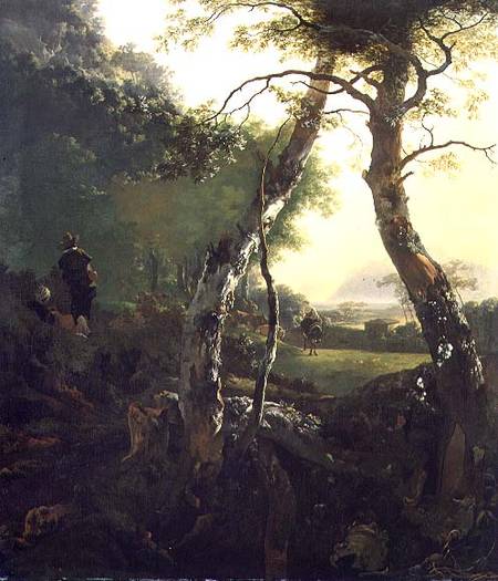 An Italian Wooded Landscape with Figures and Cattle from Adam Pynacker