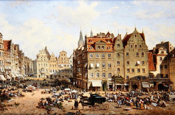 The Market in Wroclaw, 1877 (oil on canvas) from Adelbert Wolfl