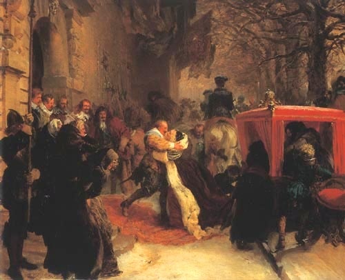 Gustave Adolphe accueilleson épouse devant Le château de Hanau from Adolph Friedrich Erdmann von Menzel