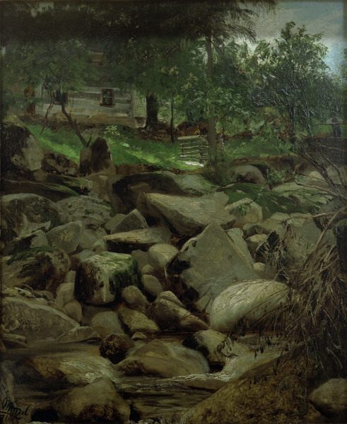 Menzel / Mountain Stream with Hut / 1871 from Adolph Friedrich Erdmann von Menzel